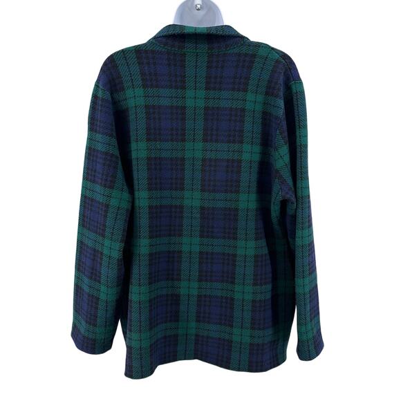 Appleseed's Green/Blue Plaid Sweater Sport Blazer Jacket Womens M Button Front - Picture 4 of 11